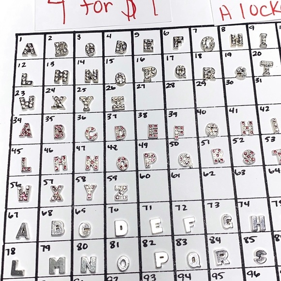 LC-#1 (4X) Letters & Numbers locket charms - Picture 3 of 7